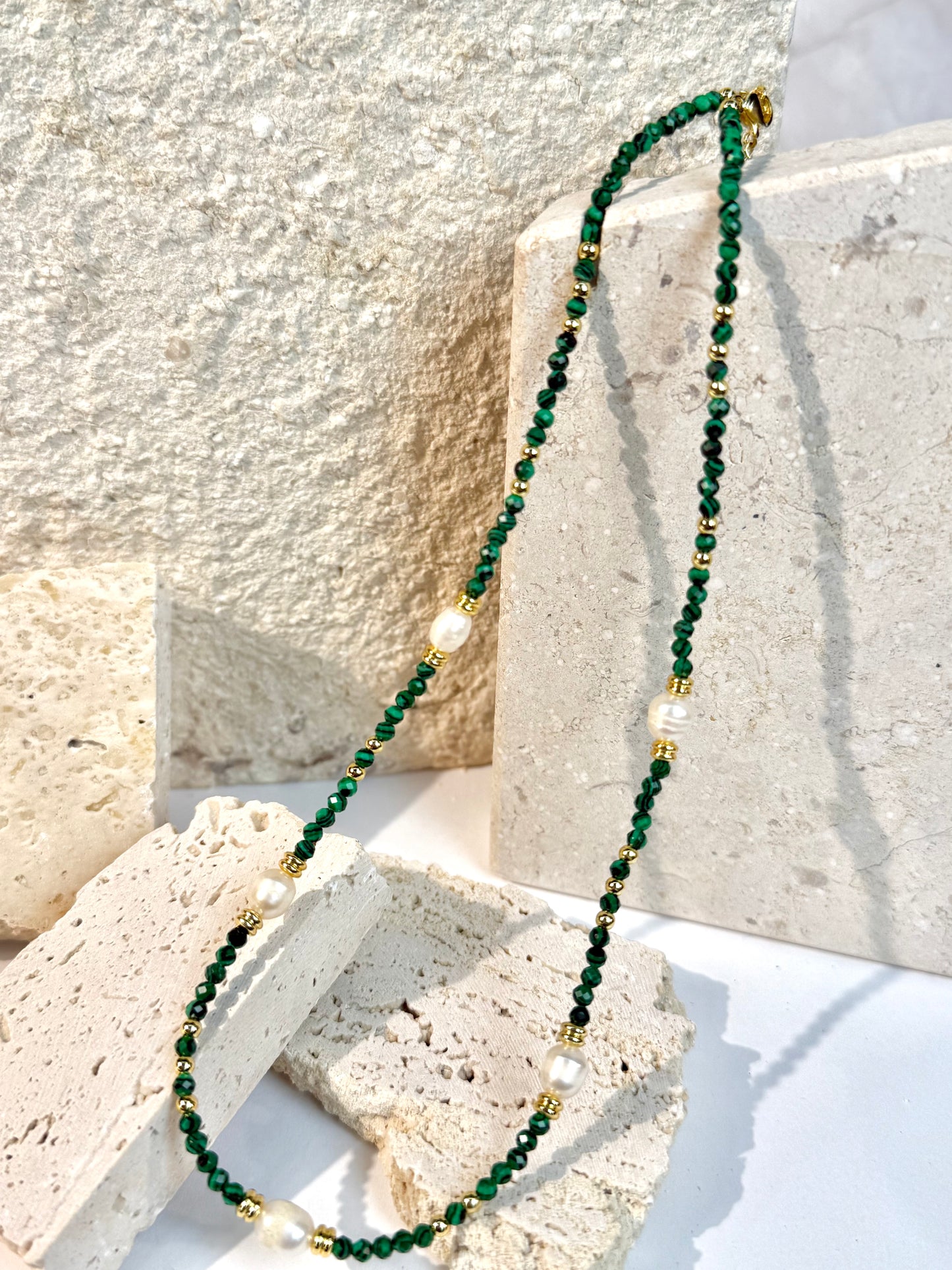 Malachite & Pearl Beads Set