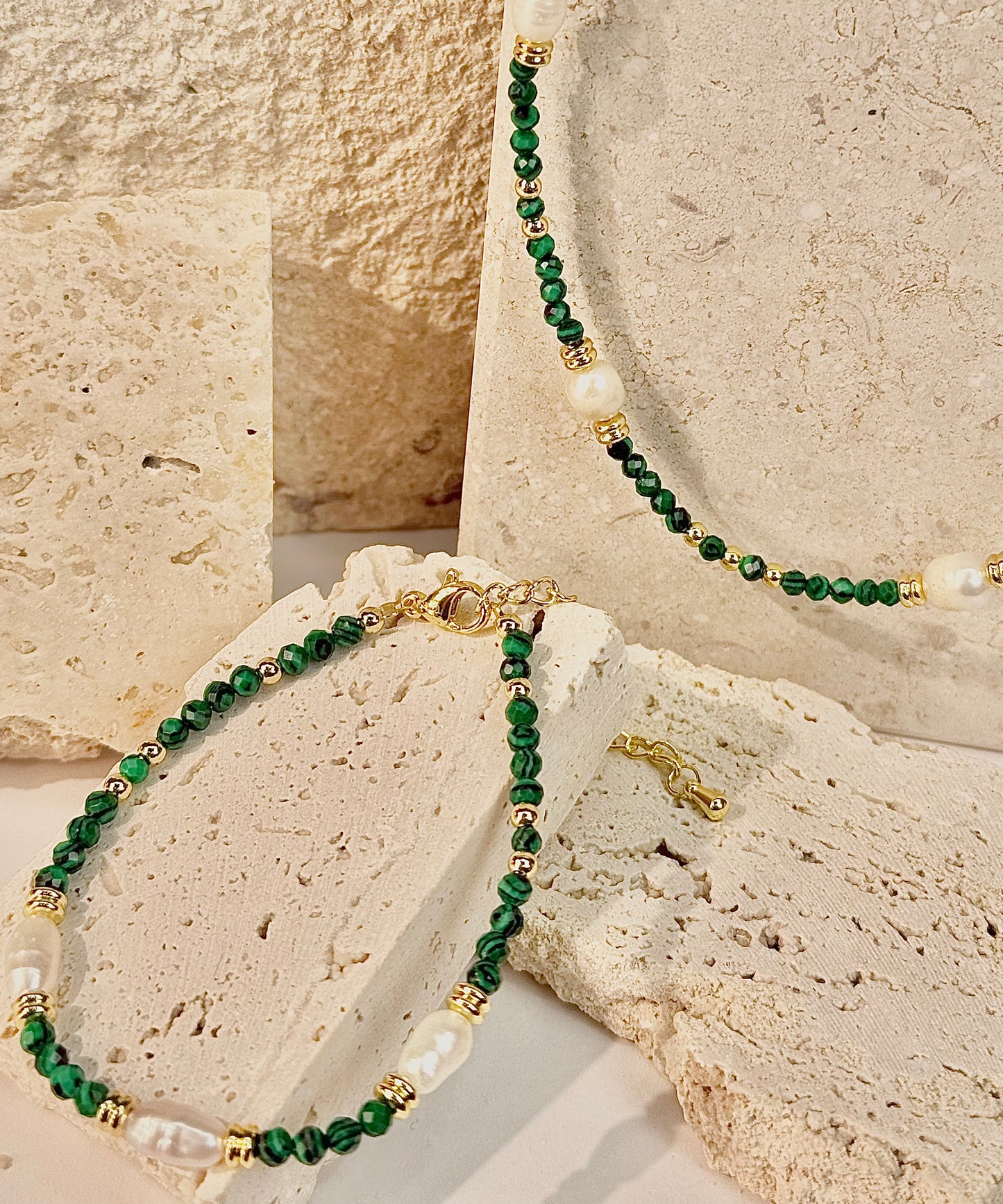 Malachite & Pearl Beads Set