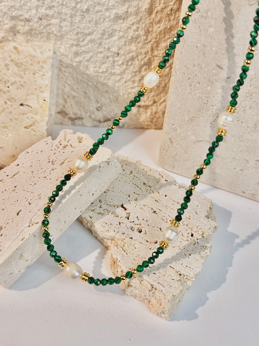 Malachite & Pearl Beads Set