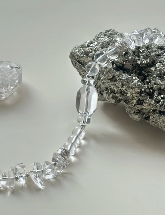White Crystal Chain Bracelet – Handmade Silver Beaded Jewelry